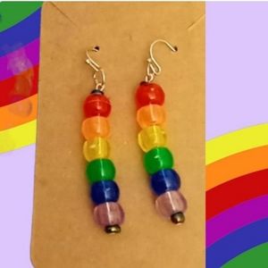Hand Crafted Essential LGBT Rainbow Pride Earrings bright beaded